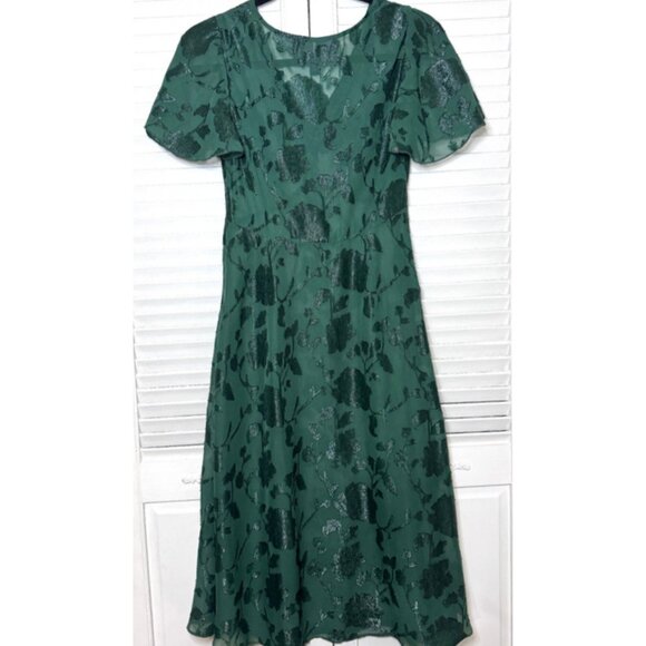 Anna Sui x Modcloth Womens Fairycore‎ Floral Green Sheer Size 2 Mesh Midi Dress - Picture 2 of 13